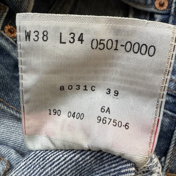 VTG Levi’s 501xx Button Fly Jean W38 L34 Distressed Denim Straight Leg Y2K 2000s - Picture 5 of 14